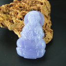 Hand-carved violet turquoise jade net bottle goddess of mercy (talisman) necklace pendant