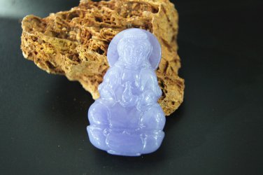 Hand-carved violet turquoise jade net bottle goddess of mercy (talisman) necklace pendant