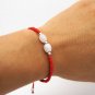 Hand-knitted black red snake knot +2 jade beads 3 925 pure silver beads (lovers' style) bracelet