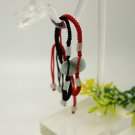 Handwoven black red snake knot + emerald ping an (lover's style) lucky bracelet