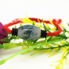 Hand woven red snake knot + natural aquatic agate, (drum type) charm bracelet