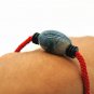 Hand woven red snake knot + natural aquatic agate, (drum type) charm bracelet