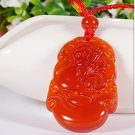 Natural red agate - hand-carved (12 Chinese zodiac) monkey. Pendant necklace pendant