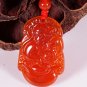 Natural red agate - hand-carved (12 Chinese zodiac) monkey. Pendant necklace pendant