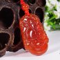 Natural red agate - hand-carved (12 Chinese zodiac) monkey. Pendant necklace pendant