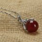 Alloy inlay natural red green agate - hand-carved (ball). Pendant necklace pendant