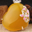 Plum type 925 sterling silver inlaid natural agate - handmade carving. Lucky pendant necklace