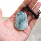 Fine carved natural ice type emerald magpie plum blossom (with only one) pendant necklace