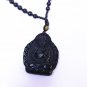 Natural obsidian. Handmade carving of a bottle shaped maitreya necklace pendant.