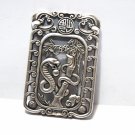 Retro white copper silver double-sided snake dish bamboo. Lucky necklace pendant.