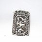 Vintage white copper double-sided rich pig. Rectangular lucky necklace pendant.