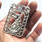 .Ancient white copper two-sided monkey (longevity peach). Rectangular lucky necklace pendant.