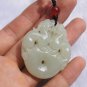 Natural white jade pendant, hand-carved double - dance, safety clasp, pendant necklace.