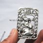 .Vintage white bronze double-sided sheep money (lucky words). Rectangular lucky necklace pendant.