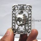Antique white copper double-sided ox. Rectangular lucky necklace pendant. Antique white copper double-sided ox. Rectangular lucky necklace pendant.