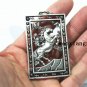 Retro white bronze double-sided monkey riding (soon). Talisman necklace pendant.