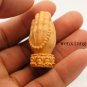 Handcrafted and engraved with yellow poplar - lotus flower Buddha hand. Talisman necklace pendant.