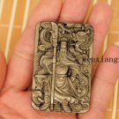 .Hand-crafted carved natural stone, guan gong (rectangular), talisman necklace pendant.