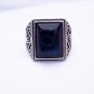 Hidden silver inlaid with black tianzhu ring, rectangular ring surface.