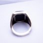 Hidden silver inlaid with black tianzhu ring, rectangular ring surface.