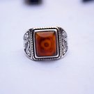 Hidden silver inlaid with red dragon - eye, ring, square ring surface Hidden silver inlaid with red dragon - eye, ring, square ring surface