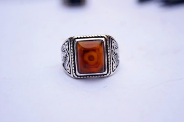 Hidden silver inlaid with red dragon - eye, ring, square ring surface