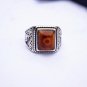 Hidden silver inlaid with red dragon - eye, ring, square ring surface