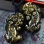 Handmade carving of natural stone, pixiu (lovers' style), talisman necklace pendant.