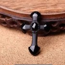 Natural frosted obsidian. Hand-carved Jesus Christ cross - amulet - necklace pendant