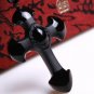 Natural frosted obsidian. Hand-carved Jesus Christ cross - amulet - necklace pendant
