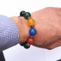 .Handmade natural red blue black agate beads 16 mm 10 rubber bands form an attractive bracelet.