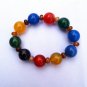 .Handmade natural red blue black agate beads 16 mm 10 rubber bands form an attractive bracelet.