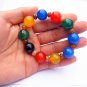 .Handmade natural red blue black agate beads 16 mm 10 rubber bands form an attractive bracelet.