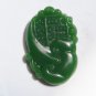 Hand-carved Mongolian jade wishful thinking, oblong auspicious necklace pendant.