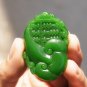 Hand-carved Mongolian jade wishful thinking, oblong auspicious necklace pendant.