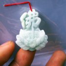 Natural white jade, hand-carved lotus stand (buddhist word), talisman necklace pendant