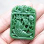 Outer Mongolian jade, hand-carved lotus pond fish (rectangular), talisman necklace pendant.