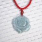 Natural blue tin jade, hand-carved peony flowers and wealth (amulet) necklace pendant.