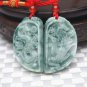Natural blue field color jade, hand-carved dragon and phoenix matching necklace pendant.