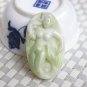 Hand-carved - natural white green jade mermaid. (amulet) many lucky pendant necklaces.