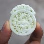 Natural white jade pendant, handmade. (rose) dragon play ball. Amulet pendant necklace.