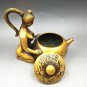 Antique brass gilding - floral print, (beauty) teapot. Wine pot - practical. The town house