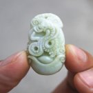 Natural white fly topaz pendant, handmade 12 zodiac dragon, snake. Necklace pendant necklace.