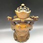 Antique brass fine gold. God of wealth (made in qianlong). The town house furnishings.