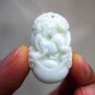 Natural white fly yellow jade pendant, hand 12 zodiac dog, pig. Talisman necklace pendant.