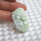 Natural white fly violet green jade pendant, the essence - money. Talisman necklace pendant.
