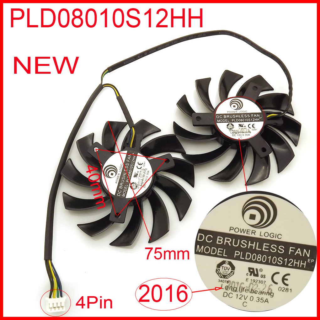 Free Shipping New 2pcs/Lot POWER LOGIC PLD08010S12HH 75mm DC12V 0.35A ...