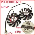 Free Shipping New 2pcs/Lot POWER LOGIC PLD08010S12HH 75mm DC12V 0.35A 4Pins Graphics Card Fan