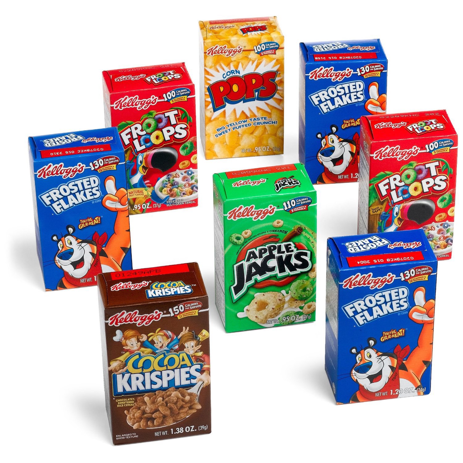 Kelloggs Cereal Fun Pak Variety Pack 8 Count Assorted Single Serve Boxes Pack Of 4