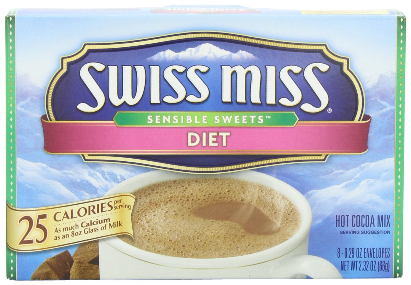 Swiss Miss Hot Cocoa Mix Sensible Sweets Diet 8 Count Envelopes Pack Of 6